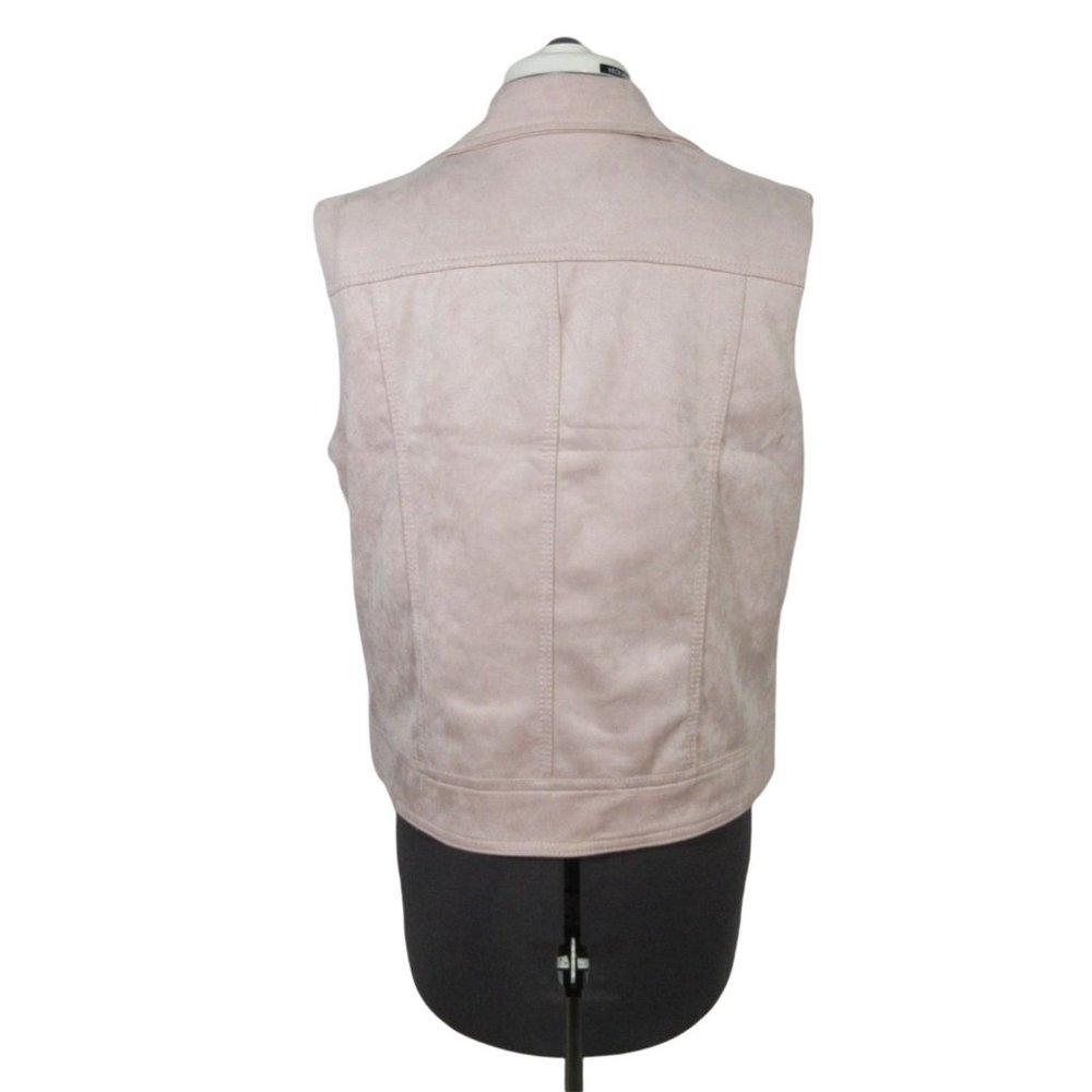 Philosophy women's soft pink vegan faux leather‎ suede moto vest, L - Picture 5 of 12